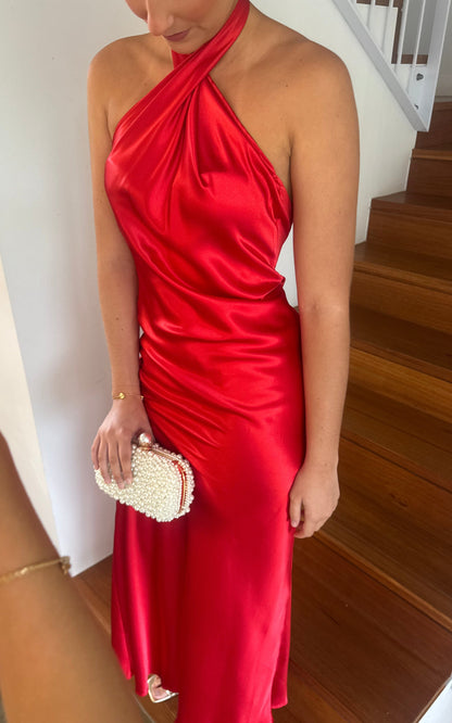 Crossover Maxi Dress in Red