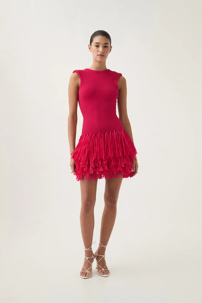 Raffia Feather Mini Dress