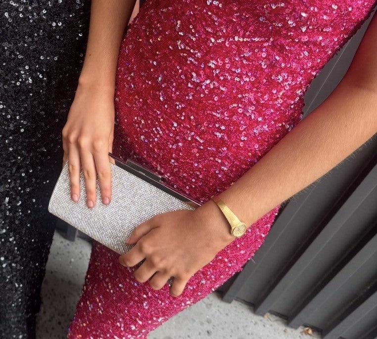 Winslet Silver Beaded Clutch